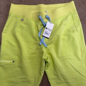 Brand new bright yellow FIGS joggers